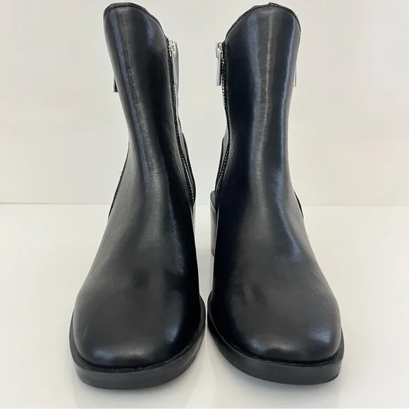 STEVE MADDEN Ruthy Block Heel Leather Boots in Black NEW - Picture 7 of 13